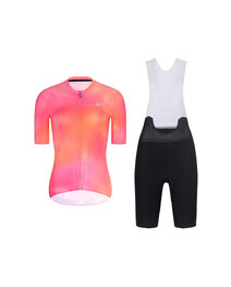 RIVANELLE Cycling short sleeve jersey and shorts - COSMA - black/orange/pink